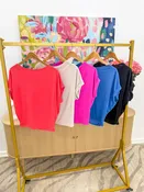 Charlotte Avery Short Sleeve Cuffed Woven Top