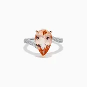 14K Rose and White Gold Morganite and Diamond Pear-Shaped Solitaire Ring