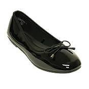 Dorothy High Gloss Black Flats with Tie