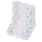 3 Pack Floral Pointelle Crew Socks 5-7