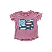 Baby Sprouts Girls Short Sleeve Tee- Retro Flag