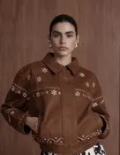 * * * * * * One Size Faux Suede Embroidered and Beaded Jacket — Camp Willow