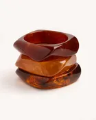 Amber Tortoiseshell Wave Bangle Trio