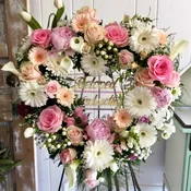 Open Heart Tribute in Pink, White and Cream by Petals