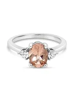 1.20ct Oval Three Stone Morganite GIA Certified White Gold Ring