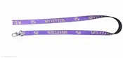 4' dog leash with Williams College & cow mascot. Purple.