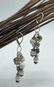 Lightweight silver charm earrings with white agate beads