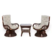 Alexa Living Room Set of 3 pieces with Swivel Rocking chairs, Dark Walnut color