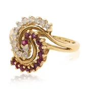 14k Gold Diamond and Ruby Ring