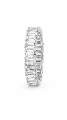 14K Solid White Gold 5 CT TWT Emerald Cut Eternity Band Ring
