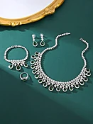Emerald Green Cubic Zirconia Tassel Jewelry Set