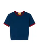 Airy Ringer Tee in Navy/Carmine