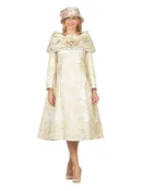 1pc Lux Brocade A-line Dress w/ Cape - Plus