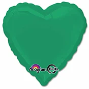 Emerald Green Heart Foil Party Balloon 18 Inch Inflated