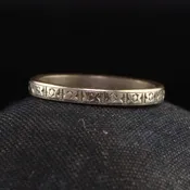 Antique Art Deco 14K Yellow and White Gold Engraved Wedding Band