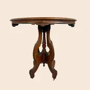 Antique American Eastlake Walnut Side Table on Original Casters