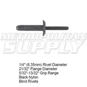 1/4" Black Nylon Blind Rivet 25/pkg