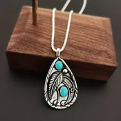 Alloy Artificial Turquoise Teardrop Pendant Necklace