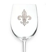 Diamond Fleur de Lis Jeweled Stemmed Wine Glass