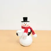 Snowman & Cloth Scarf Figurine Container