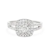 13K White Gold 0.78tcw Halo Diamond Engagement Ring - Size 7
