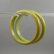 2 Vintage Authentic Bakelite Bangle Bracelet - Green Opaque Plastic - Simichrome Tested