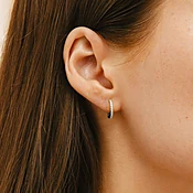0.14 Carat Diamond Medium Huggies Earrings in White Gold