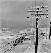 AT&SF EMD F7A 274 With Freight at Wintry Summit Station in the Cajon Pass – 1951