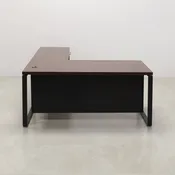 Aspen L-Shape W/ Cabinet Executive Desk In Colombian Walnut Laminate Top - 72 In. - Stock #10