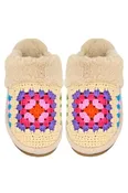 C.C Multi Color Crochet Faux Fur Winter Slippers: Beige