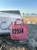 02554 ACK Red Hand-Painted Mini Boat Tote