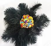 Black Ostrich Feather Flower Hair Clip — OMEFOREVER women’s fashion accessories
