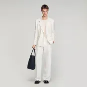 Double-breasted linen suit jacket
