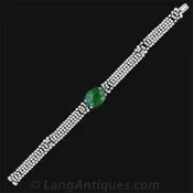 Art Deco Jadeite and Natural Pearl Bracelet - GIA