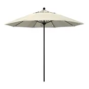 Antique Beige 9' Patio Umbrella Black Pole, Olefin Canopy