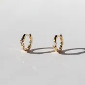 18k Single Baguette Huggie Hoop Earrings