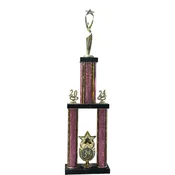 2 Post Trophy with Exclusive Star logo holder shown in black marble