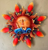 3D Sun Wall Art - Sun Cruising in Car Wall Decor
