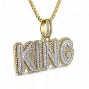 10k Gold Diamond Baguette King Pendant