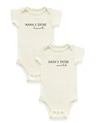 2 Pack - Mama's Entire Heart + Dada's Entire World Organic Cotton Baby Bodysuits
