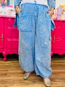 Blue Embroidery Pant