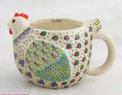 Chicken shape ceramic mug by Natural Life. Colorful hen cup.  Collectible hen. Fill with candy or plant. Coffee mug