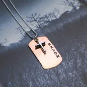 Boys Copper & Sterling Silver Cross Necklace
