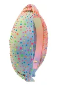 Bari Lynn Cotton Jeweled Knot Headband - Neon Tie Dye