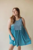 Bennie Babydoll Dress- Blue