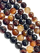 Burnt Caramel Lace Agate 14mm Faceted Round Gemstone Beads