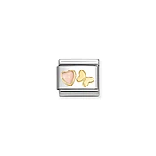 Link Composable Classic cuore corallo rosa con farfalla