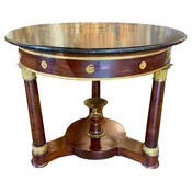 19th Century French Empire Style Mahogany Table with a Marble Top