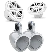 JL Audio MX650-CCX-SG-WLD-B Wake Tower/UTV LED Speaker System Sport White Grill in Kicker 12KMTESW