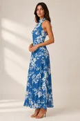 Blue Floral Halter Maxi Dress